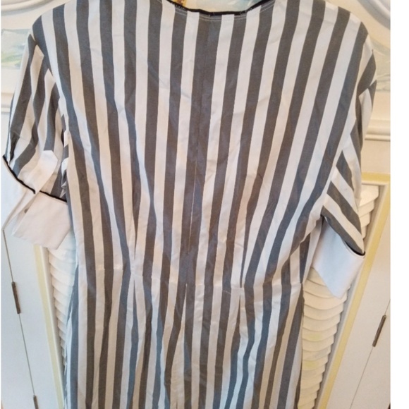 Yigal Azrouël Light Size M Black & White Silk Shirtdress Midi Dress Msrp $990.00 - Picture 3 of 4